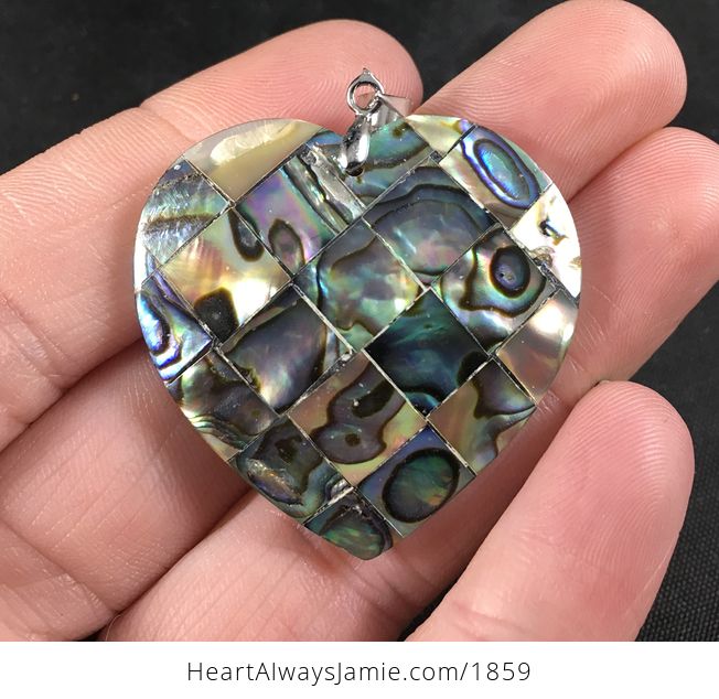 Gorgeous Heart Shaped Colorful Abalone Shell Diamond Patterned Pendant - #OOwfl4Y5vD0-1