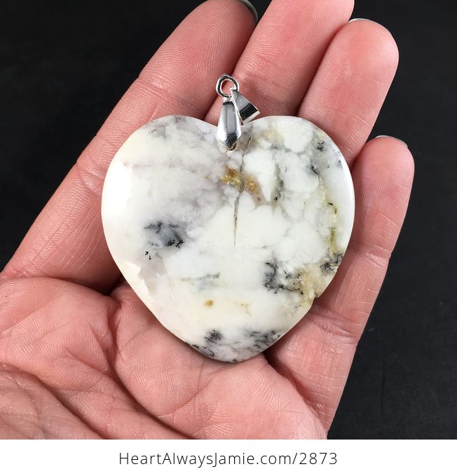 Gorgeous Heart Shaped Natural African Dendrite Opal Stone Pendant - #mpT3hW4cYCg-1