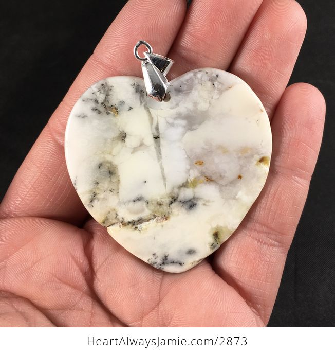 Gorgeous Heart Shaped Natural African Dendrite Opal Stone Pendant Necklace Ado4 - #mpT3hW4cYCg-2