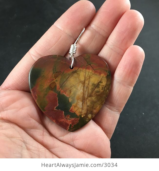 Gorgeous Heart Shaped Picasso Jasper Stone Pendant Necklace - #7ch4oCbvN38-2