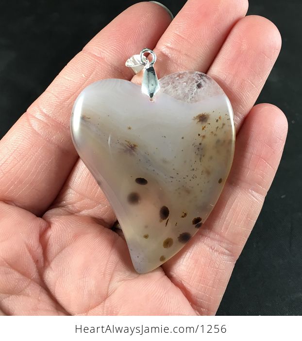 Gorgeous Heart Shaped Scenic Ocean Dendritic Chalcedony Stone Pendant - #L5kMEfyx0X4-1