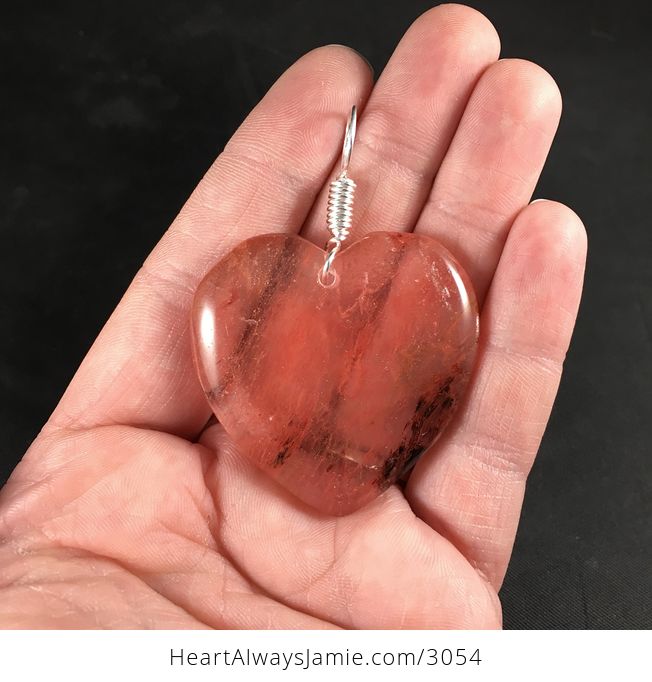 Gorgeous Heart Shaped Semi Transparent Pink Cherry Quartz Stone Pendant - #PARqF9QyxCQ-1