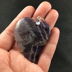 Gorgeous Large Purple Natural Amethyst Heart Shaped Stone Pendant #WF6Q3PDg8yM