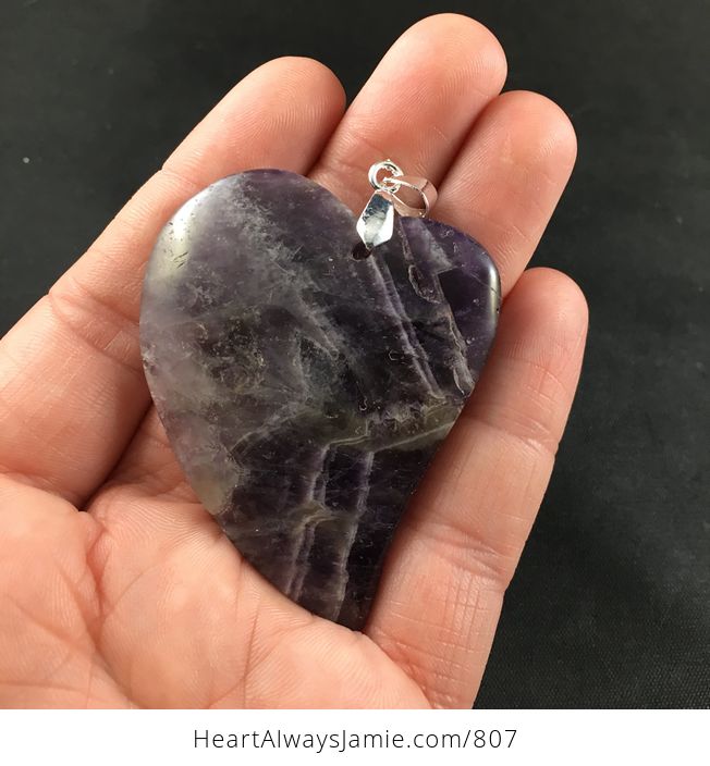 Gorgeous Large Purple Natural Amethyst Heart Shaped Stone Pendant - #WF6Q3PDg8yM-1