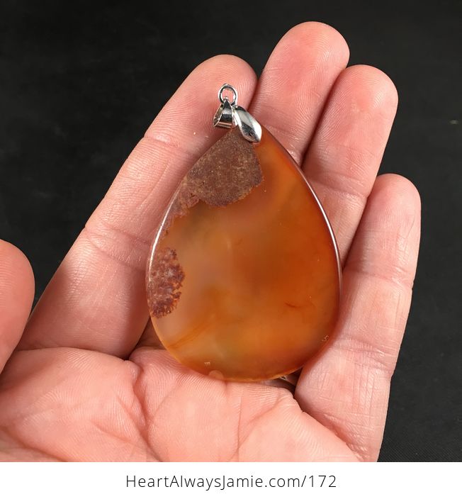 Gorgeous Orange Dendrite Agate Stone Pendant Necklace - #wm8xH2IKEj8-2