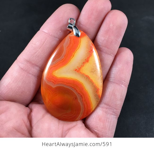Gorgeous Orange Druzy Agate Stone Pendant - #CW62TLa46y4-1