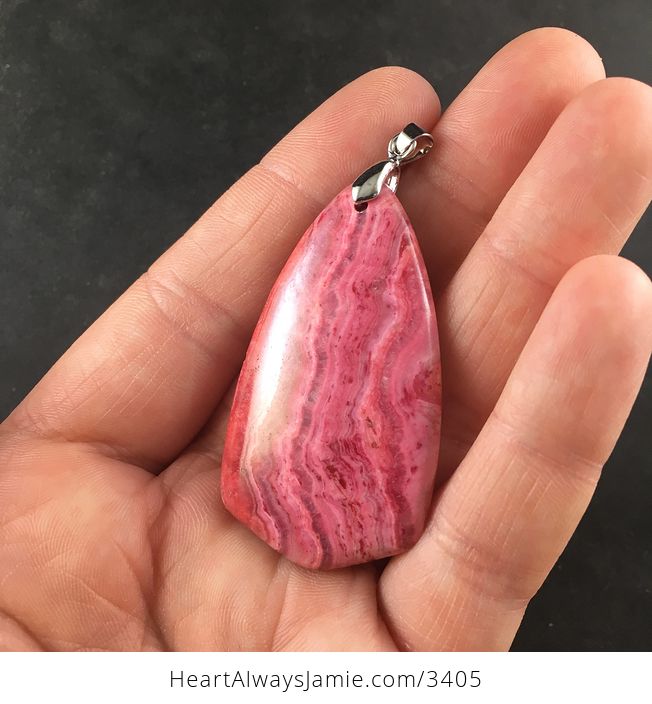 Gorgeous Pink Argentina Rhodochrosite Stone Pendant Necklace - #H7SVcVhZkjM-3