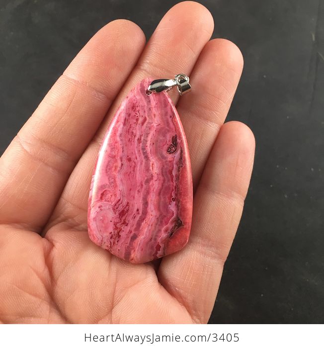 Gorgeous Pink Argentina Rhodochrosite Stone Pendant Necklace - #H7SVcVhZkjM-5