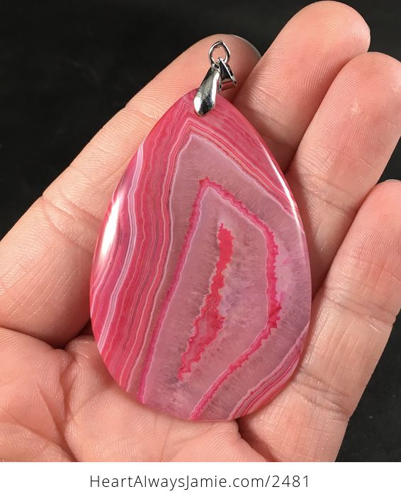 Gorgeous Pink Striped Druzy Stone Pendant - #DWdZ4oqNHj8-1