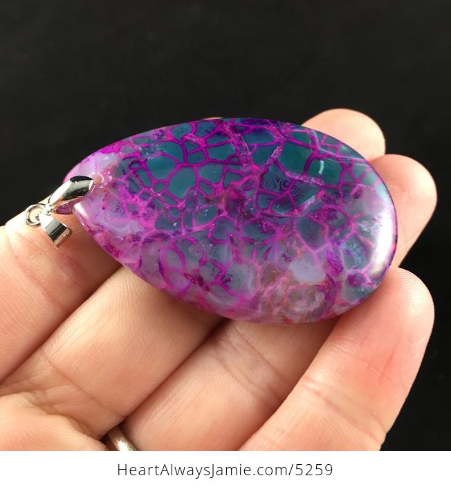 Gorgeous Purple and Greenish Blue Dragon Veins Agate Stone Jewelry Pendant - #Uz9hdBVAf08-4