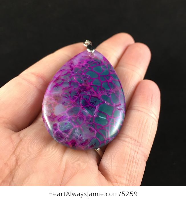Gorgeous Purple and Greenish Blue Dragon Veins Agate Stone Jewelry Pendant - #Uz9hdBVAf08-2