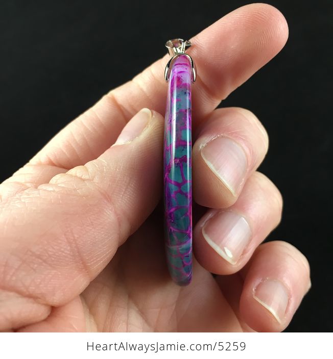 Gorgeous Purple and Greenish Blue Dragon Veins Agate Stone Jewelry Pendant - #Uz9hdBVAf08-5