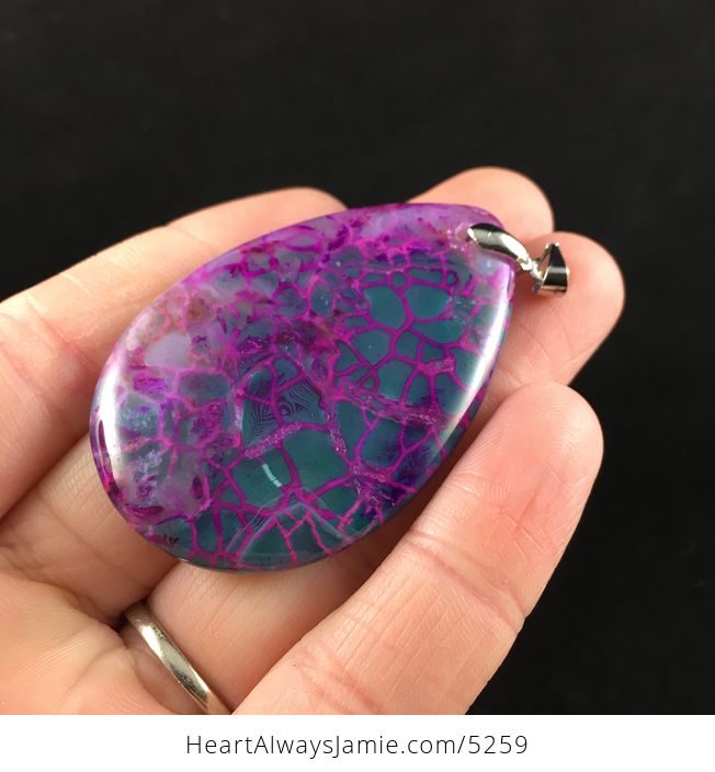 Gorgeous Purple and Greenish Blue Dragon Veins Agate Stone Jewelry Pendant - #Uz9hdBVAf08-3