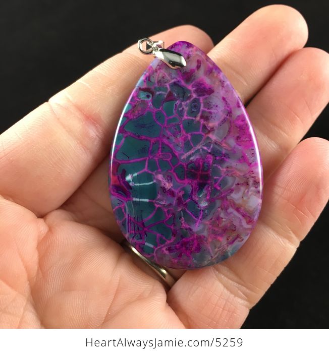 Gorgeous Purple and Greenish Blue Dragon Veins Agate Stone Jewelry Pendant - #Uz9hdBVAf08-6