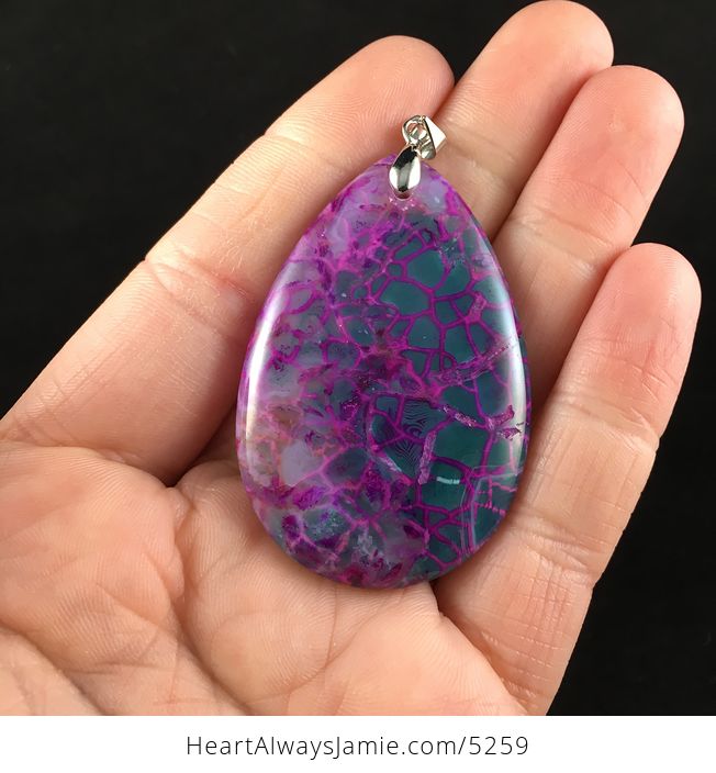 Gorgeous Purple and Greenish Blue Dragon Veins Agate Stone Jewelry Pendant - #Uz9hdBVAf08-1