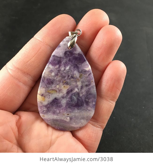 Gorgeous Purple Lilac Lavender Jasper Jasper Stone Pendant Necklace - #RwQCEESUKzk-2