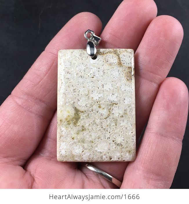 Gorgeous Rectangular Natural Coral Fossil Stone Pendant - #9i4PlBy64yA-1