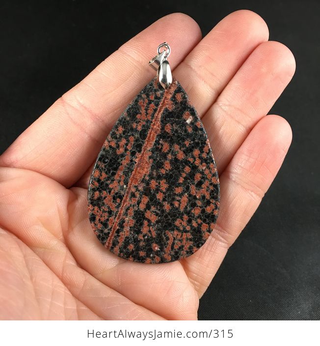 Gorgeous Red and Black Snowflake Obsidian Pendant Necklace - #g7415AlpkAY-2