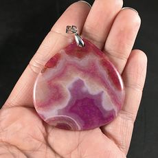 Gorgeous Red and Pink Dragon Veins Agate Stone Pendant #f9yX0zLKyhI