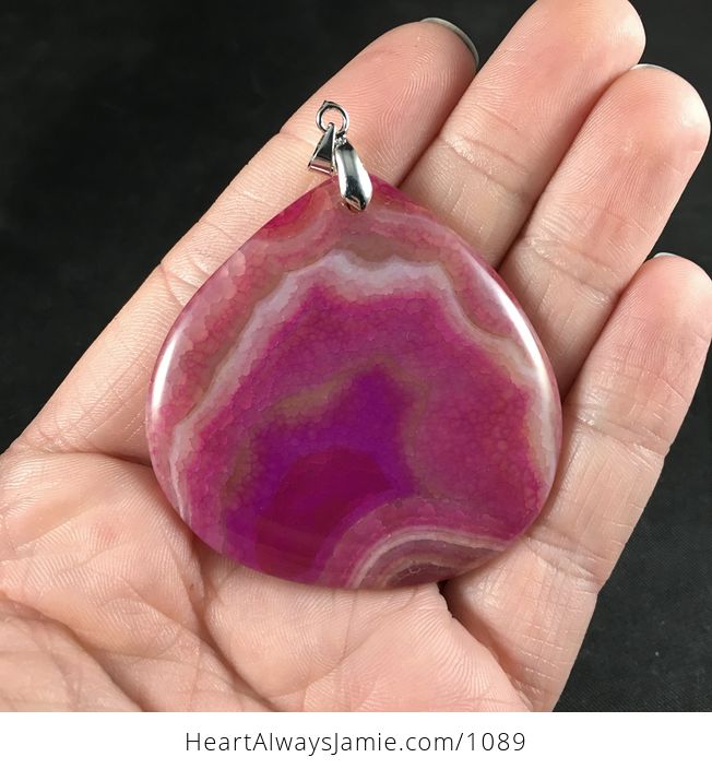 Gorgeous Red and Pink Dragon Veins Agate Stone Pendant Necklace - #f9yX0zLKyhI-2