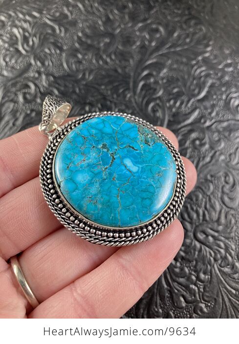 Gorgeous Round Turquoise Crystal Stone Jewelry Pendant - #0qMd4zPH3hk-5