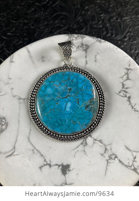 Gorgeous Round Turquoise Crystal Stone Jewelry Pendant - #0qMd4zPH3hk-3