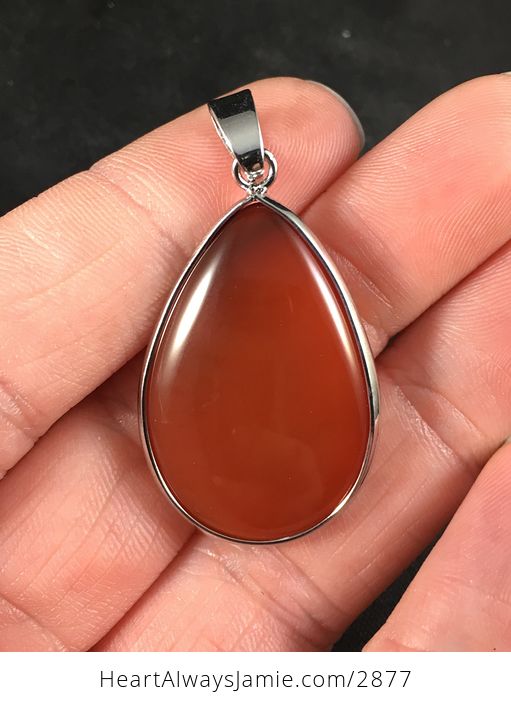 Gorgeous Silver Framed Reddish Brown Agate Stone Pendant - #Dy3kWkjSiaM-1