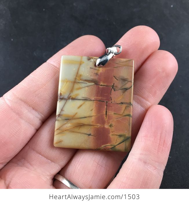 Gorgeous Stylish Orange Red and Beige Artistic Natural Picasso Jasper Stone Pendant Necklace - #pwr4JOYdRfY-2