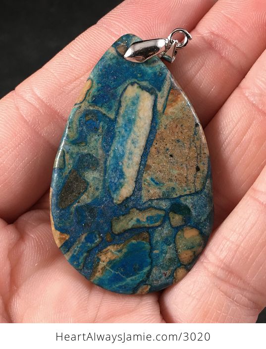 Gorgeous Tan and Blue Choi Finches Malachite Stone Pendant Necklace - #PJQ7EfvCIGU-2