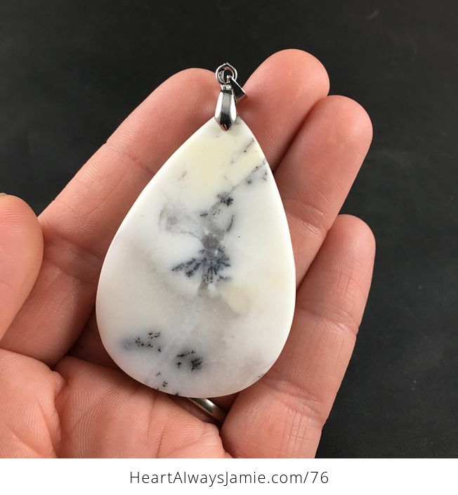 Gorgeous White African Dendrite Moss Opal Stone Pendant Necklace - #b8pGlEIDx5A-2