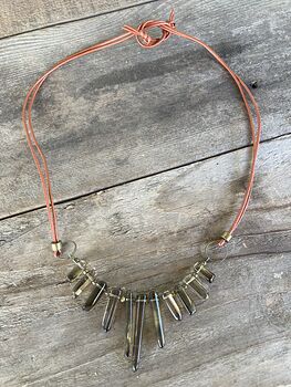 Graduated Smoky Quartz Point Crystals with Copper Cord Jewelry Necklace #RQCTB8tCgAI