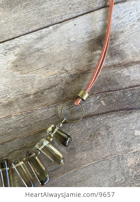 Graduated Smoky Quartz Point Crystals with Copper Cord Jewelry Necklace - #RQCTB8tCgAI-4