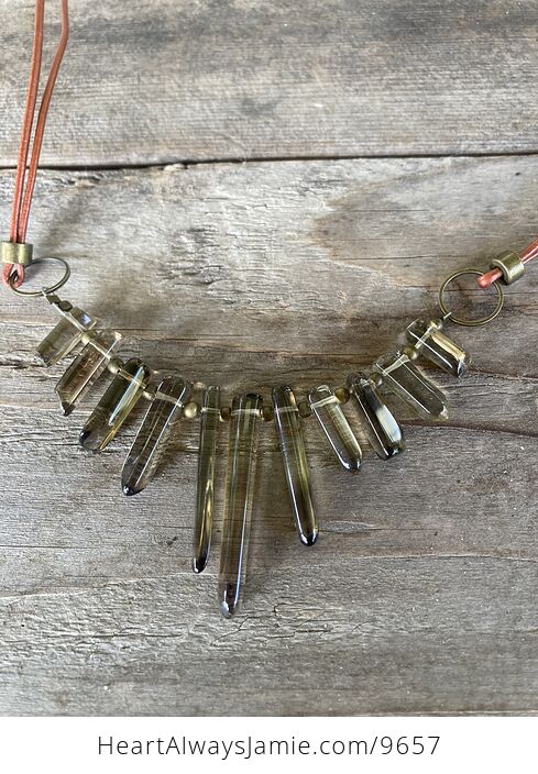 Graduated Smoky Quartz Point Crystals with Copper Cord Jewelry Necklace - #RQCTB8tCgAI-2