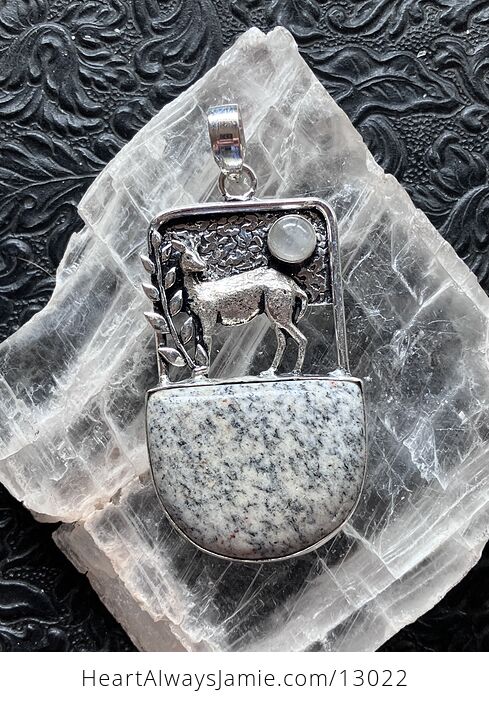 Granite Rainbow Moonstone Deer Pendant Stone Crystal Jewelry - #gcUnITQKUKc-2