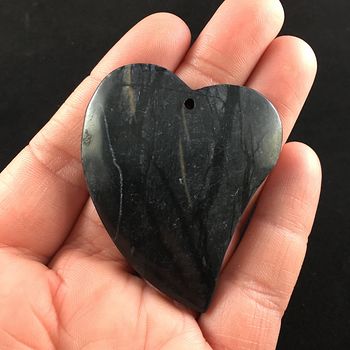Gray and Black Heart Shaped Picasso Jasper Stone Jewelry Pendant #xLRDEC3XXnQ