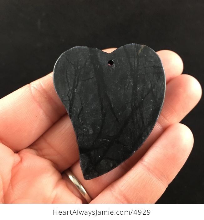 Gray and Black Heart Shaped Picasso Jasper Stone Jewelry Pendant - #xLRDEC3XXnQ-5