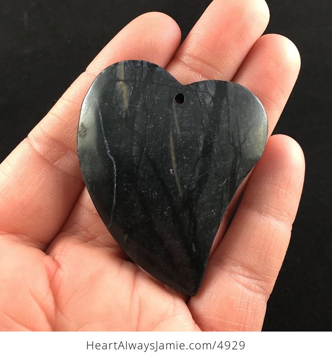 Gray and Black Heart Shaped Picasso Jasper Stone Jewelry Pendant - #xLRDEC3XXnQ-1