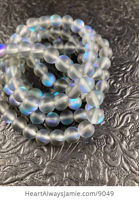 Gray and Blue Mystical Fantasy Mermaid Fairy Glass 8mm Beaded Jewelry Bracelet - #k8dy6Um4HsQ-4