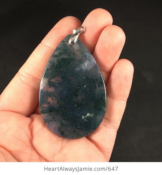 Gray and Green Moss Agate Stone Pendant Necklace - #X4AGe1NEsY8-2
