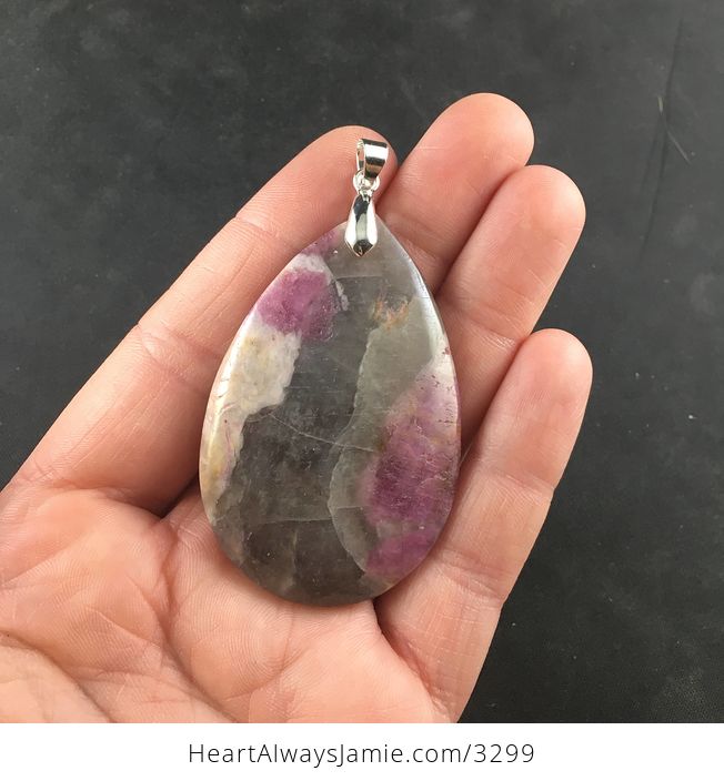 Gray and Purple Unicorn Stone Crystal Jewelry Pendant - #eNYJYl44bpA-1