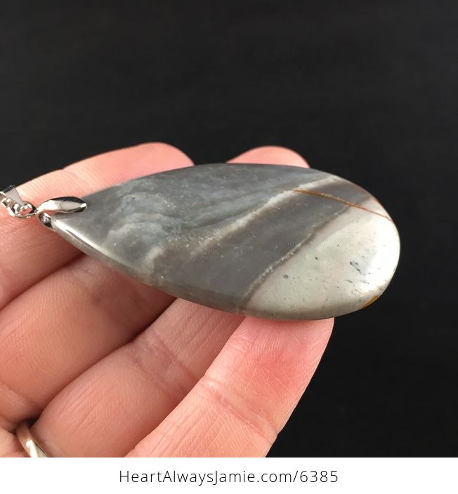 Gray Polychrome Jasper Stone Jewelry Pendant - #JqzXl3FmVjA-4
