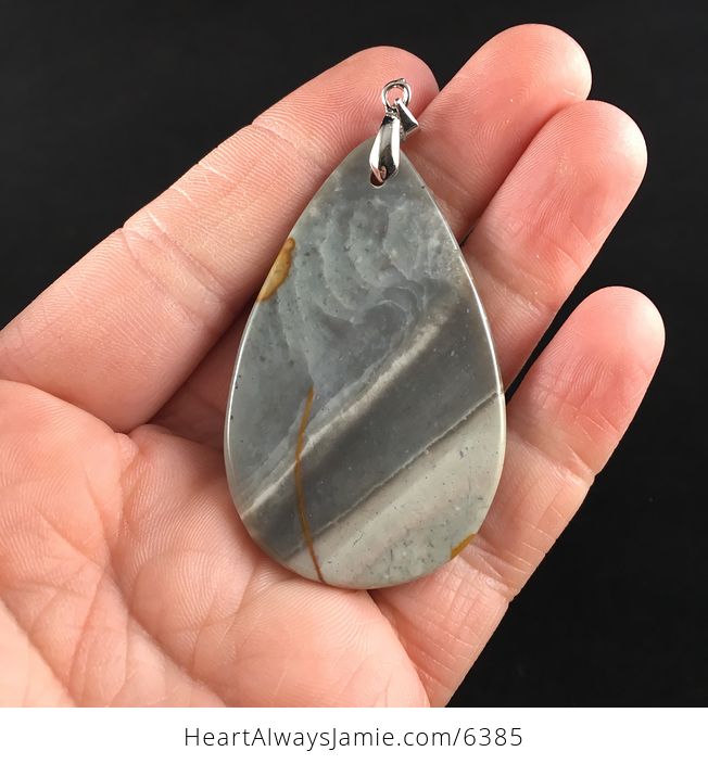 Gray Polychrome Jasper Stone Jewelry Pendant - #JqzXl3FmVjA-6