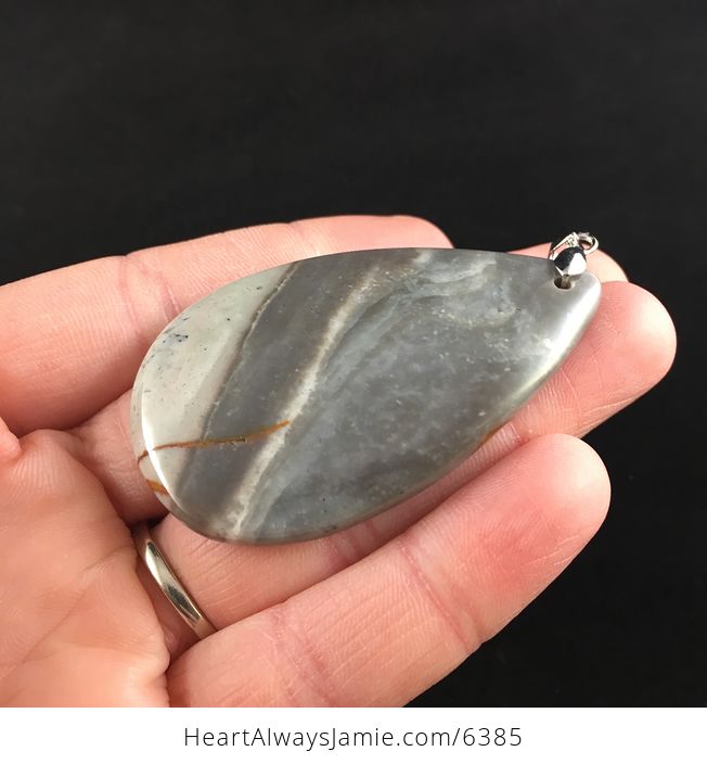 Gray Polychrome Jasper Stone Jewelry Pendant - #JqzXl3FmVjA-3