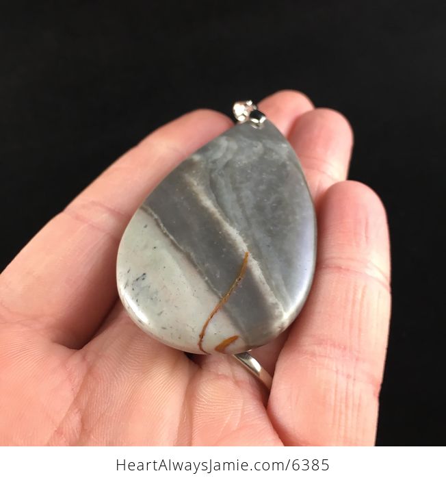 Gray Polychrome Jasper Stone Jewelry Pendant - #JqzXl3FmVjA-2