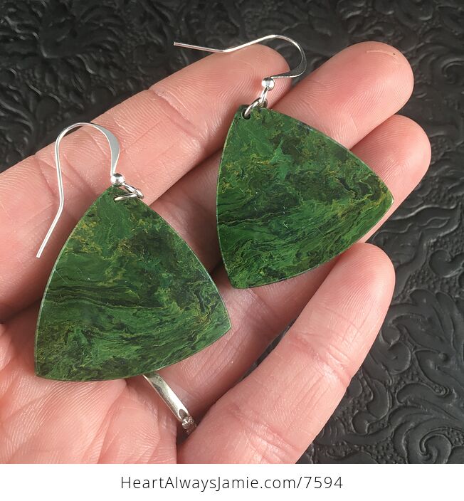 Green African Jade Stone Jewelry Earrings - #MlxS25FLZdQ-1