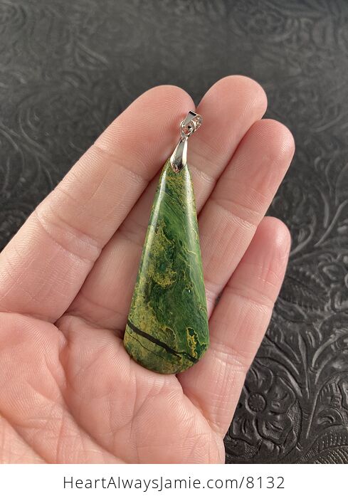 Green African Transvaal Jade or Verdite Stone Jewelry Pendant - #ObsWYXW3YtI-1