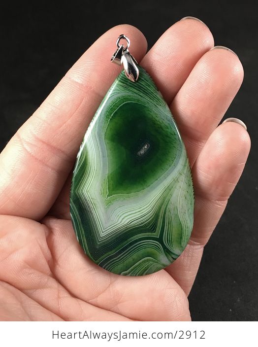 Green Agate Stone Pendant Necklace - #tYOf2Gpxjl4-2
