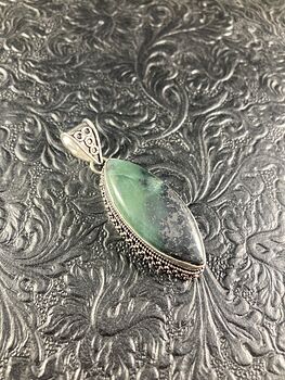 Green and Black Nephrite Jade Crystal Stone Jewelry Pendant #PVj2ysIFd4Y
