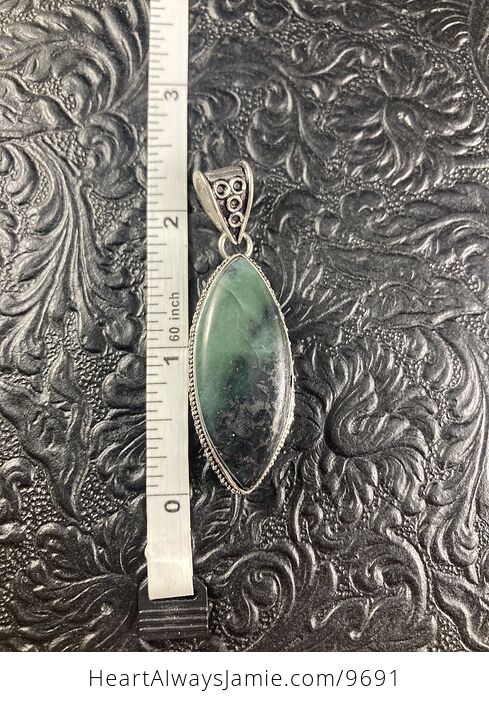 Green and Black Nephrite Jade Crystal Stone Jewelry Pendant - #PVj2ysIFd4Y-7