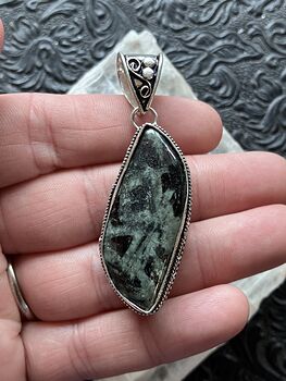 Green and Black Porphyry Pendant Stone Crystal Jewelry #lUynuyGRojw